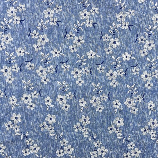 Elegant Blossom Chambray Denim Fabric - Image 5