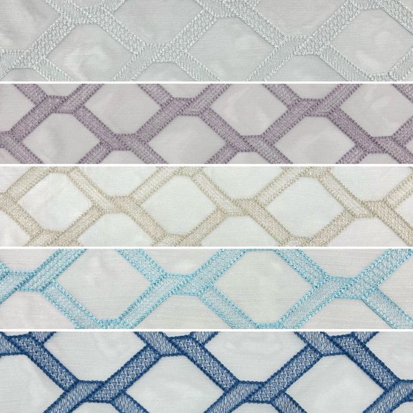 Checkered Embroidery Curtain Voile Fabric