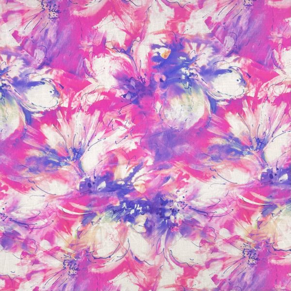 Floral Cascade Linen Look Viscose Fabric - Image 5