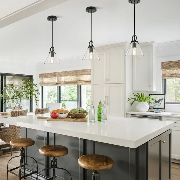 Modern Pendant Light, Adjustable Pendant Light Over Kitchen Island With Clear Glass Pendant Ceiling Light Fixture - Image 4