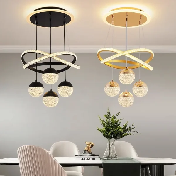 Modern Acrylic Imitation Crystal Chandelier Home Decor Dining Table Pendant Lamp Bedroom LED Indoor Lighting Living Room Lights - Image 3