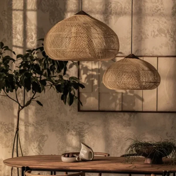 Hot Sales Black Handmade Woven Natural Rattan Pendant Lamp Kitchen Island Loft Bedroom Led Chandelier Indoor Decorative Lights - Image 5