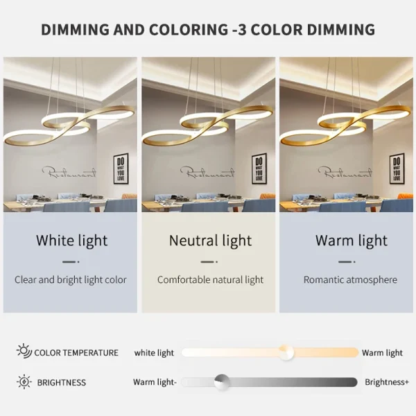 Modern Restaurant LED Chandelier With Dimmable Bold Dining Table, Living Room, Dining Room, Kitchen, Home Hanging Armature Light - Image 4