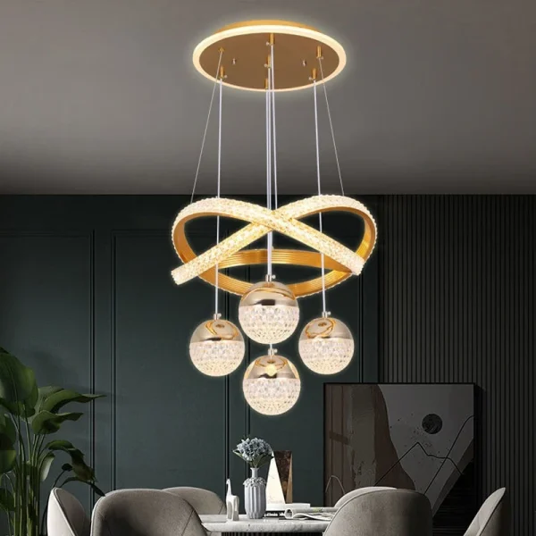 Modern Acrylic Imitation Crystal Chandelier Home Decor Dining Table Pendant Lamp Bedroom LED Indoor Lighting Living Room Lights