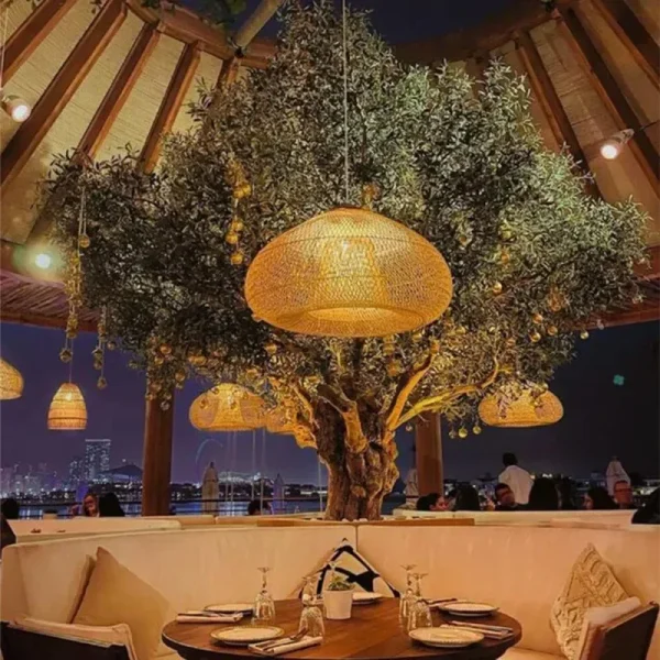 Hot Sales Black Handmade Woven Natural Rattan Pendant Lamp Kitchen Island Loft Bedroom Led Chandelier Indoor Decorative Lights - Image 6