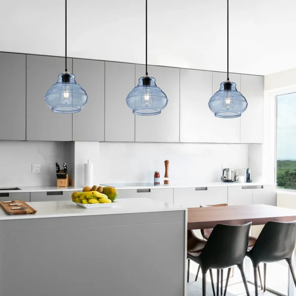 Modern Pendant Lights Kitchen Island, Pendant Light Fixtures With Seeded Glass Shade,Hanging Lights For Kitchen Island, Bathroom - Image 4