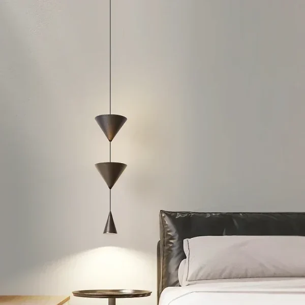 Nordic Minimalist Restaurant Home LED Pendant Light Modern Black White Counter Conical Lamp for Living Room Bedroom Bedside - Image 2