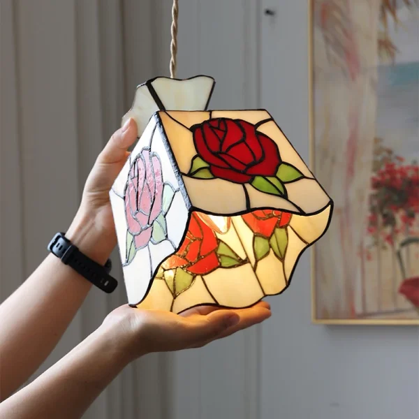 Color Tiffany Glass Pendant Light Industrial Loft Hanging Lamp Ceiling Chandelier Lighting Living Room Dining Kitchen Restaurant - Image 5