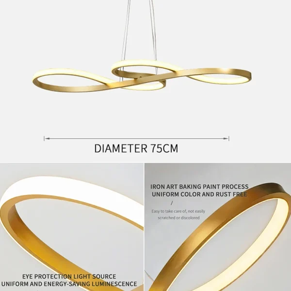 Modern Restaurant LED Chandelier With Dimmable Bold Dining Table, Living Room, Dining Room, Kitchen, Home Hanging Armature Light - Image 5