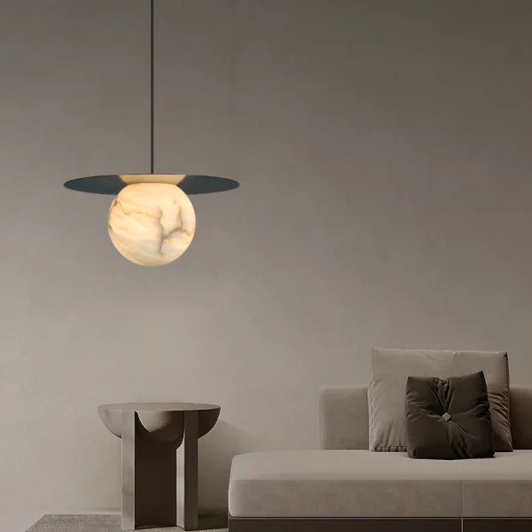 Natural Marble Pendant Light Dining Room Bar Counter Round Ball Light Nordic Study Bedroom Bedside Cabinet Ceiling Pendant Lamp - Image 2