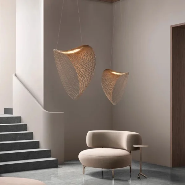 Nordic Bird's Nest LED Pendant Lights Modern Wooden Dining Room Kitchen Home Decor Lusters Living Room Lamp Bedroom Chandeliers - Image 2
