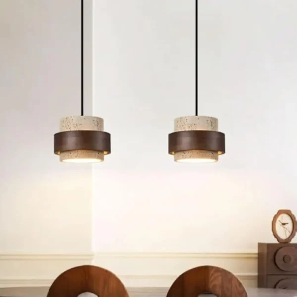 Scandinavian Natural Stone Pendant Light Marble Wabi-Sabi Pendant Lighting Kitchen Island Wood Mid Century Hanging Lamp Rustic Indust - Image 5