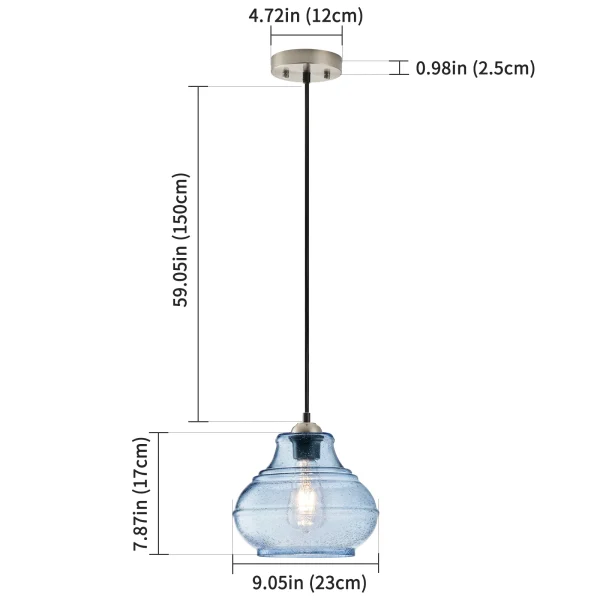 Modern Pendant Lights Kitchen Island, Pendant Light Fixtures With Seeded Glass Shade,Hanging Lights For Kitchen Island, Bathroom - Image 2