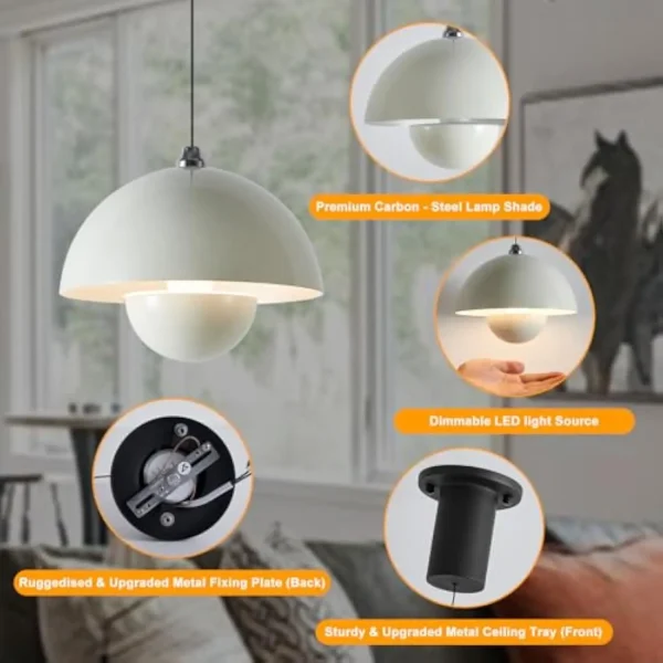 Pendant Lights Kitchen Island，Mid-Century Modern Rechargeable Pendant Light，Height Adjustable and Dimmable Battery Operated Pen - Image 5