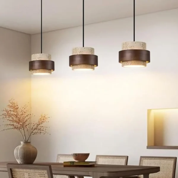 Scandinavian Natural Stone Pendant Light Marble Wabi-Sabi Pendant Lighting Kitchen Island Wood Mid Century Hanging Lamp Rustic Indust - Image 3