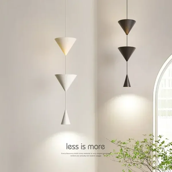 Nordic Minimalist Restaurant Home LED Pendant Light Modern Black White Counter Conical Lamp for Living Room Bedroom Bedside