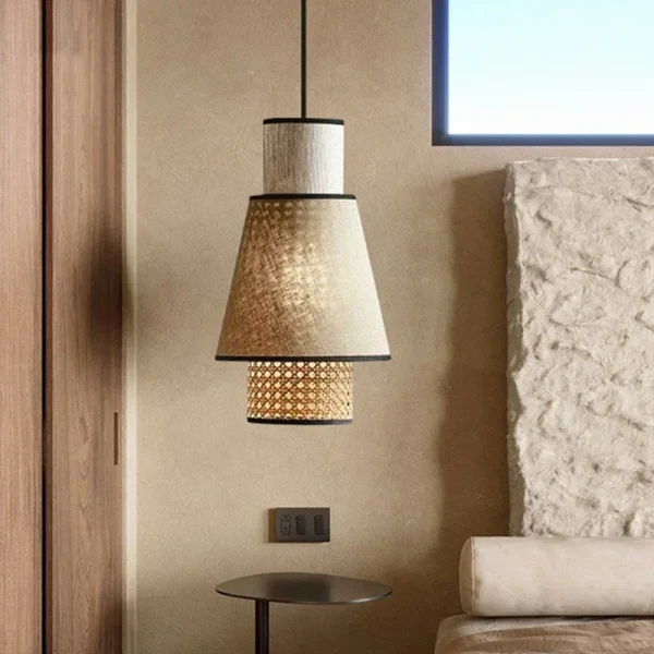 Classical Art Cloth Cover Pendant Lights Vintage Rattan Lamps Chandeliers for Living Room Decor Home Kitchen Hanging Chandelier - Image 2