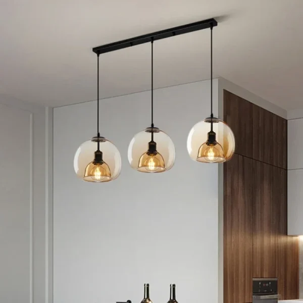 Nordic Cognac Glass Pendant Lights Modern Simple Restaurant Hanging Lamp Kitchen Suspension Cognac Glass Lustres Light Fixture - Image 3