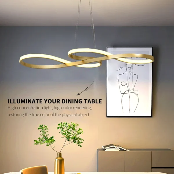 Modern Restaurant LED Chandelier With Dimmable Bold Dining Table, Living Room, Dining Room, Kitchen, Home Hanging Armature Light - Image 2