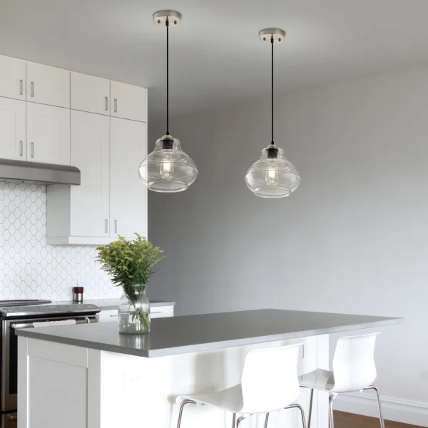 Modern Pendant Lights Kitchen Island, Pendant Light Fixtures With Seeded Glass Shade,Hanging Lights For Kitchen Island, Bathroom - Image 6