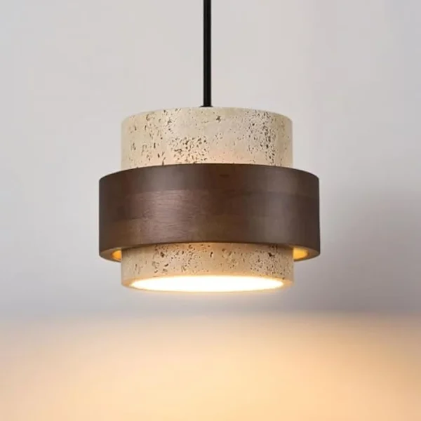 Scandinavian Natural Stone Pendant Light Marble Wabi-Sabi Pendant Lighting Kitchen Island Wood Mid Century Hanging Lamp Rustic Indust