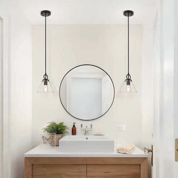 Modern Pendant Light, Adjustable Pendant Light Over Kitchen Island With Clear Glass Pendant Ceiling Light Fixture - Image 3