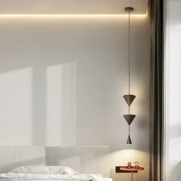 Nordic Minimalist Restaurant Home LED Pendant Light Modern Black White Counter Conical Lamp for Living Room Bedroom Bedside - Image 3