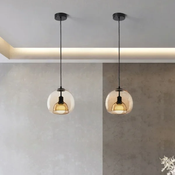 Nordic Cognac Glass Pendant Lights Modern Simple Restaurant Hanging Lamp Kitchen Suspension Cognac Glass Lustres Light Fixture - Image 4