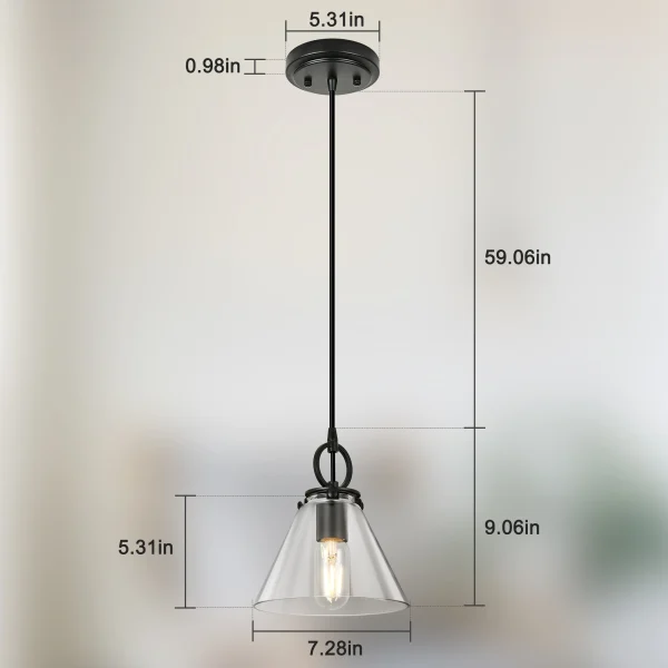Modern Pendant Light, Adjustable Pendant Light Over Kitchen Island With Clear Glass Pendant Ceiling Light Fixture - Image 2