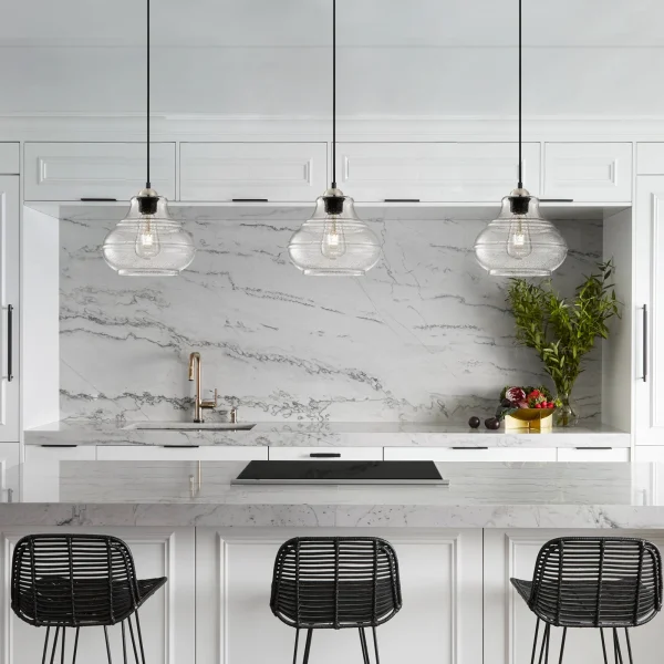 Modern Pendant Lights Kitchen Island, Pendant Light Fixtures With Seeded Glass Shade,Hanging Lights For Kitchen Island, Bathroom - Image 5