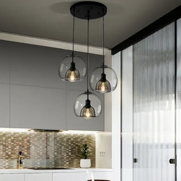 Nordic Cognac Glass Pendant Lights Modern Simple Restaurant Hanging Lamp Kitchen Suspension Cognac Glass Lustres Light Fixture - Image 2